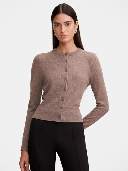 Forever New Haisley Wool Rich with Cashmere Knit Cardigan, Mocha Brown