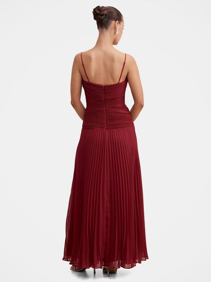 Forever New Petite Bella Pleated Maxi Dress, Berry Red - view 2, Berry Red