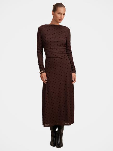 Forever New Bonnie Spot Print Midi Dress, Brown, Brown