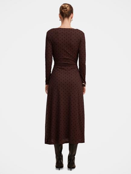 Forever New Bonnie Spot Print Midi Dress, Brown - view 2, Brown