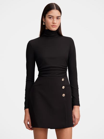 Forever New Bronwyn 2-in-1 Wrap Mini Dress, Black, Black