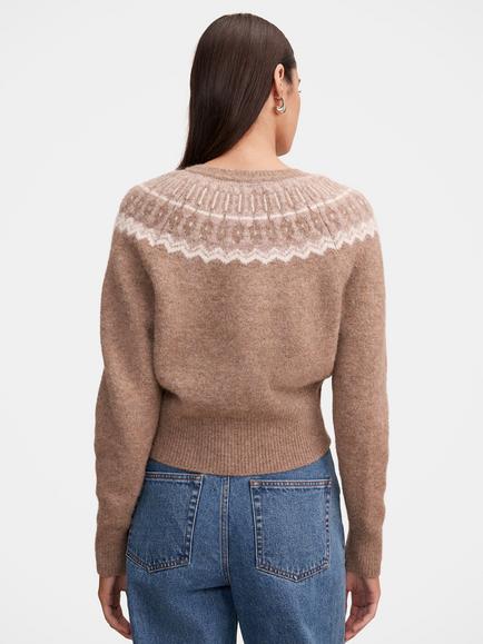 Forever New Billie Fairisle Cardigan, Mocha - view 2, Mocha