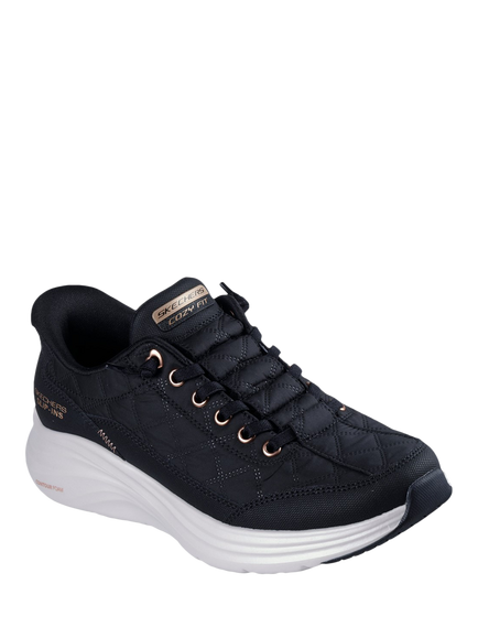 Skechers Contour Foam Golden Hour Trainers, Black/Rose Gold - view 2, Black/Rose Gold