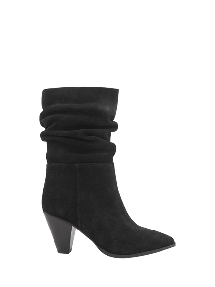 Jones Bootmaker Khalessi Slouched Suede Ankle Boots, Black