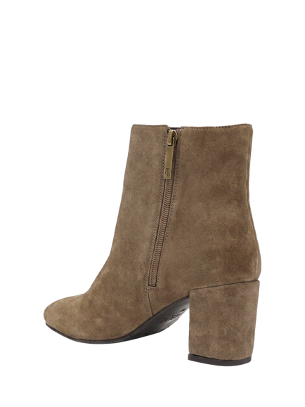 Jones Bootmaker Neptune Heeled Suede Ankle Boots, Taupe - view 2, Taupe