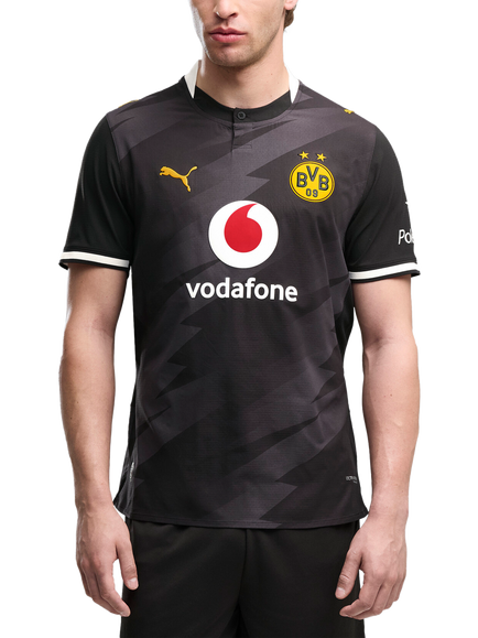 PUMA Borussia Dortmund Authentic Away Jersey, Black-flat Dark Gray, Black-flat Dark Gray