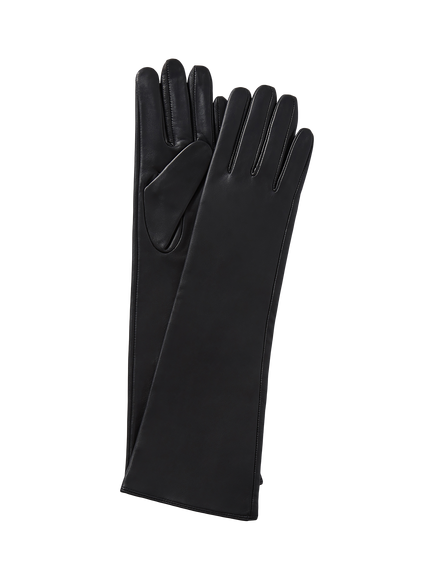 OSPREY LONDON Amara Long Leather Gloves, Black, Black