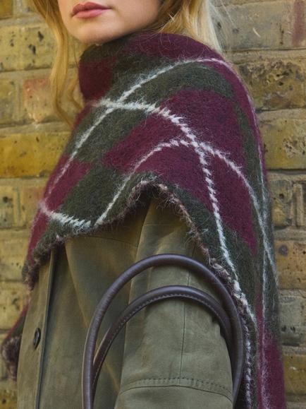 OSPREY LONDON The Argyle Scarf - view 2, Burgundy/Multi
