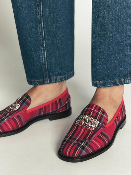 Boden Nya Embellished Penny Loafers, Red/Multi - view 2, Red/Multi