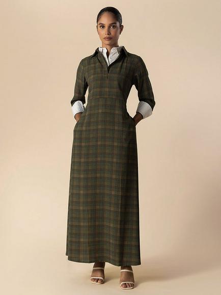 Aab Plaid Maxi Dress, Green, Green