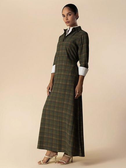 Aab Plaid Maxi Dress, Green - view 2, Green