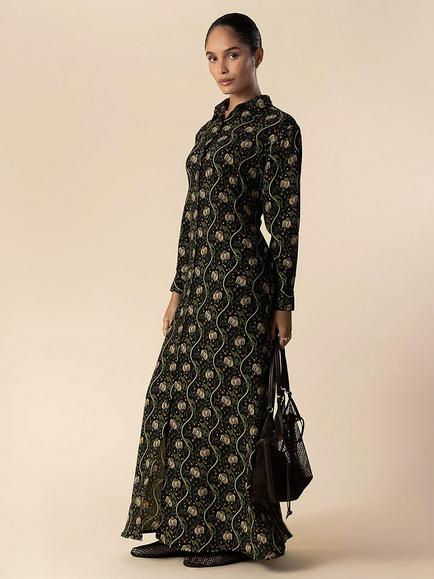 Aab Ivy Maxi Dress, Black/Multi - view 2, Black/Multi