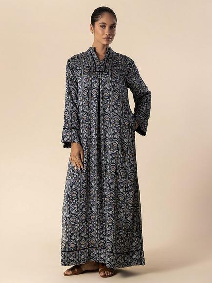Aab Rabat Straight Cut Kaftan Dress, Blue/Multi, Blue/Multi