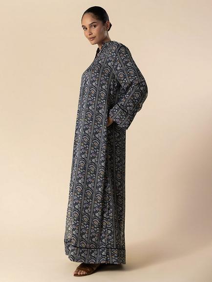 Aab Rabat Straight Cut Kaftan Dress, Blue/Multi - view 2, Blue/Multi