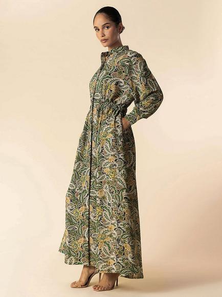 Aab Paisley Maxi Dress, Green/Multi - view 2, Green/Multi