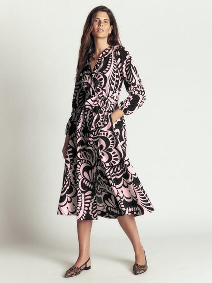Boden Nicola Cotton Midi Dress, Black, Black