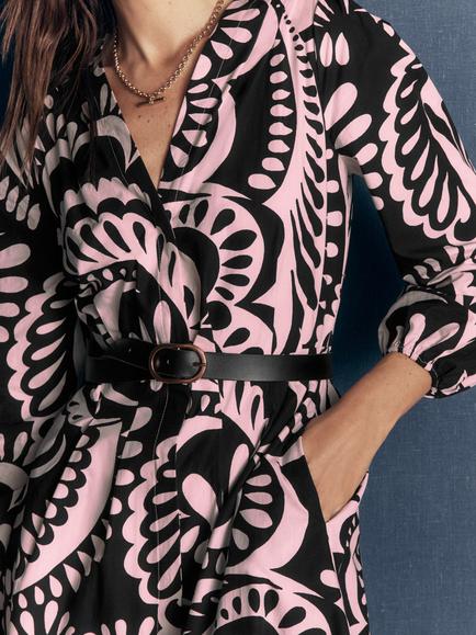 Boden Nicola Cotton Midi Dress, Black - view 2, Black