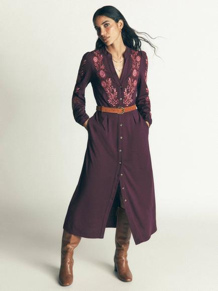 Boden Juliet Midi Jersey Dress, Dark Cherry, Dark Cherry