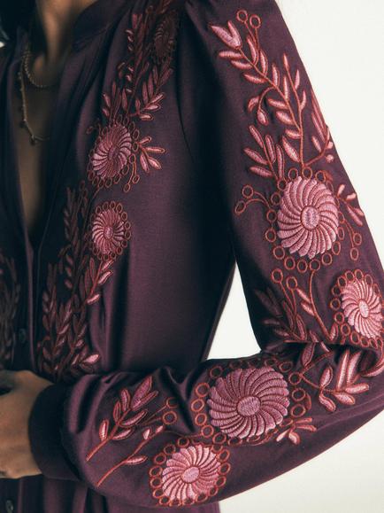 Boden Juliet Midi Jersey Dress, Dark Cherry - view 2, Dark Cherry