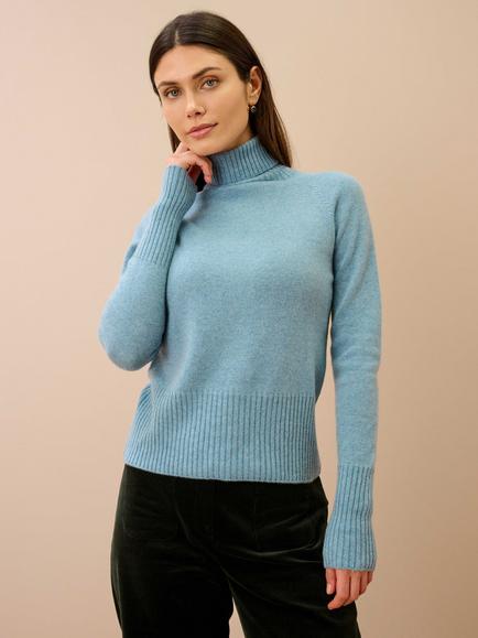 Brora Pure Cashmere Roll Neck Jumper, Nimbus, Nimbus