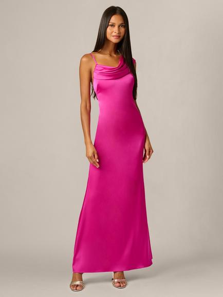 Adrianna Papell Cowl Sash A-Line Evening Gown, Electric Passion, Electric Passion