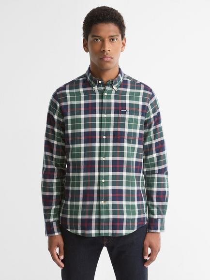 Barbour Fortrose Tailored Fit Brushed Cotton Shirt, Evergreen Tartan, Evergreen Tartan