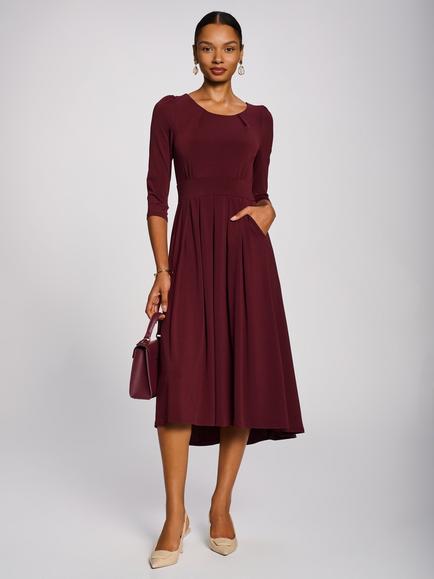 Jolie Moi Round Neck Jersey Dress, Burgundy