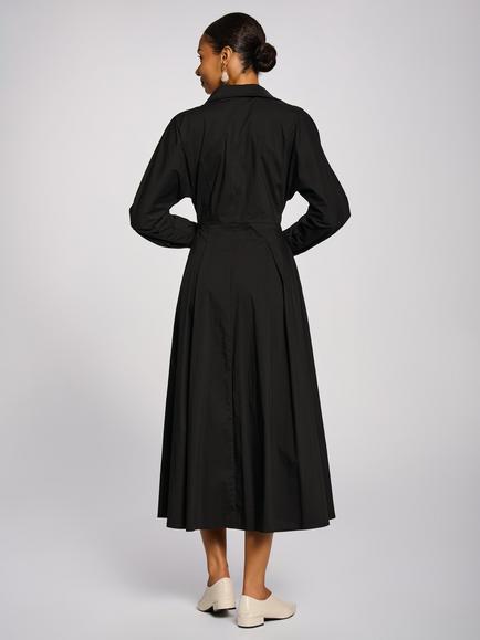 Jolie Moi Long Sleeve Midi Shirt Dress, Black - view 2, Black