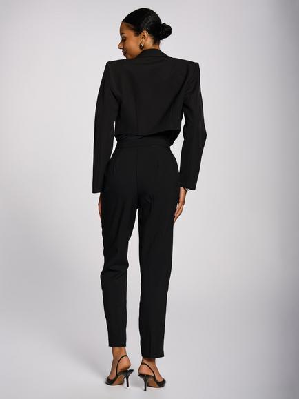 Jolie Moi Open Front Cropped Tailored Blazer - view 2, Black
