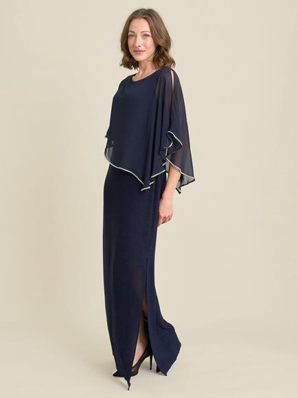 Gina Bacconi Suzy Sheer Overlay Maxi Dress, Navy, Navy