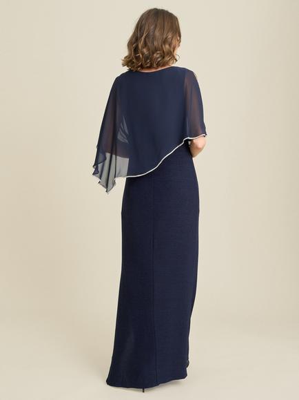 Gina Bacconi Suzy Sheer Overlay Maxi Dress, Navy - view 2, Navy