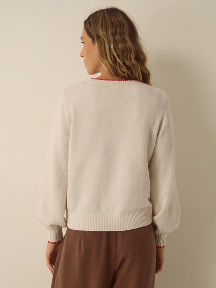 Monsoon Cara Christmas Motif Jumper, Ivory - view 2, Ivory