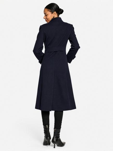 Jolie Moi Asymmetrical Button Fit and Flare Jacket - view 2, Navy