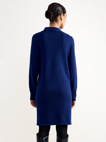 Phase Eight Lala Knit Ruffle Detail Midi Dress, Blue - view 2, Blue