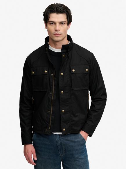 Superdry Wax Cropped Racer Jacket, Carbon Black, Carbon Black