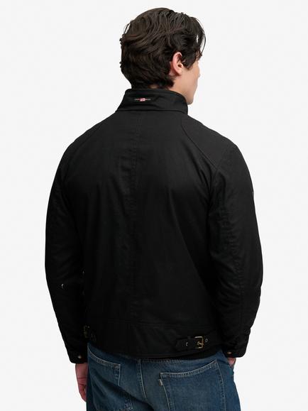 Superdry Wax Cropped Racer Jacket, Carbon Black - view 2, Carbon Black