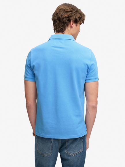 Superdry Vintage Destroy Polo Shirt, Deep Blue Wave - view 2, Deep Blue Wave