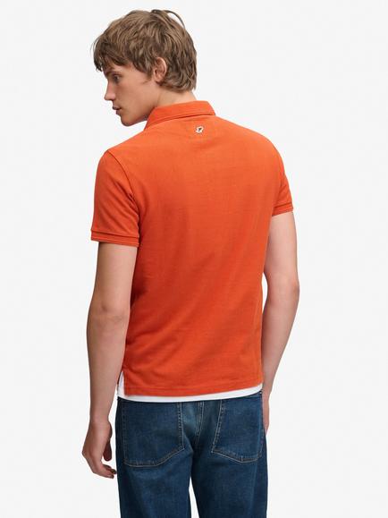 Superdry Classic Pique Cotton Short Sleeve Polo Shirt - view 2, Rust Orange