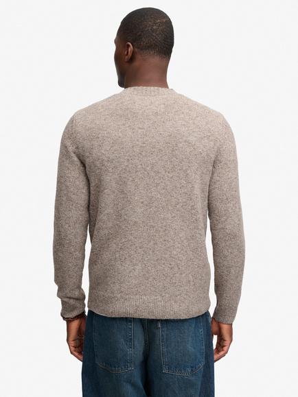 Superdry Brushed Cable Sleeve Jumper, Mouse Brown - view 2, Mouse Brown Fleck