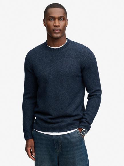Superdry Brushed Cable Sleeve Jumper, Dark Navy, Dark Navy Fleck