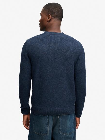 Superdry Brushed Cable Sleeve Jumper, Dark Navy - view 2, Dark Navy Fleck