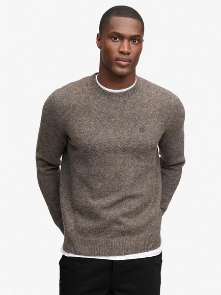 Superdry Brushed Cable Sleeve Jumper, Cocoa, Cocoa Brown Fleck