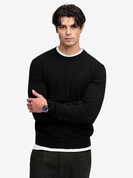 Superdry Essential Lightweight Wool Blend Jumper, Black, True Black
