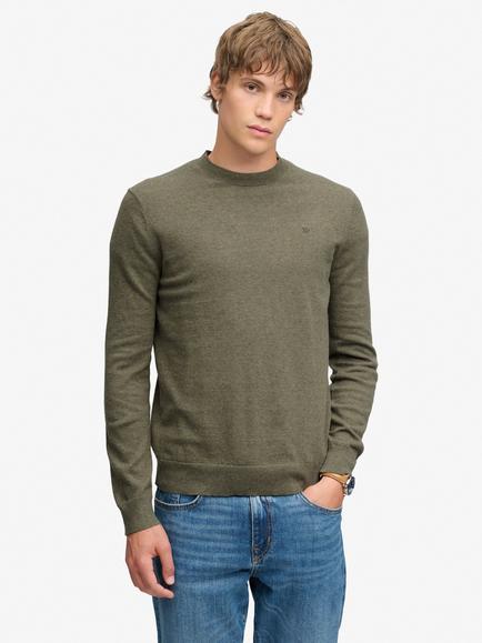 Superdry Essential Lightweight Wool Blend Jumper, Lichen Green, Lichen Green Marl