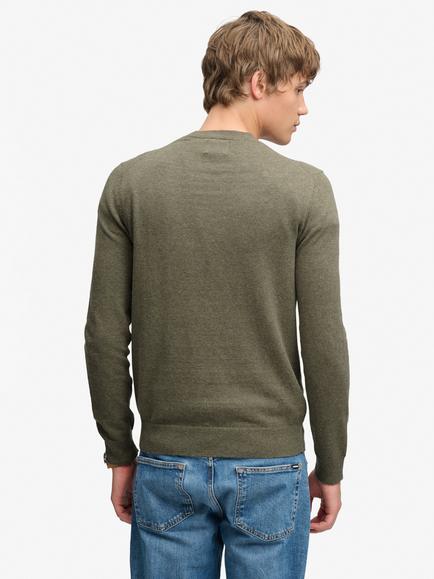 Superdry Essential Lightweight Wool Blend Jumper, Lichen Green - view 2, Lichen Green Marl