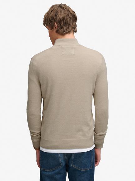 Superdry Essential Lightweight Wool Blend Half Zip Jumper, Barley Marl - view 2, Barley Marl