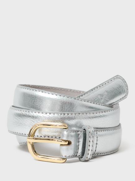 Crew Clothing Classic Leather Jeans Belt, Silver, Silver
