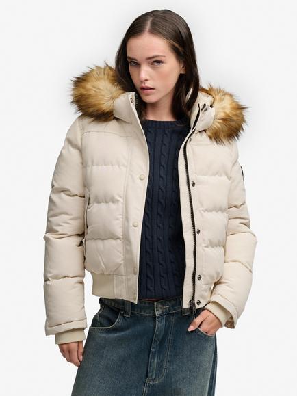 Superdry Everest Hooded Bomber Jacket, Rainy Day Grey, Rainy Day Grey