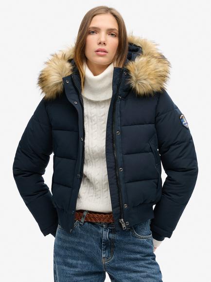 Superdry Everest Hooded Bomber Jacket, Nordic Chrome Navy
