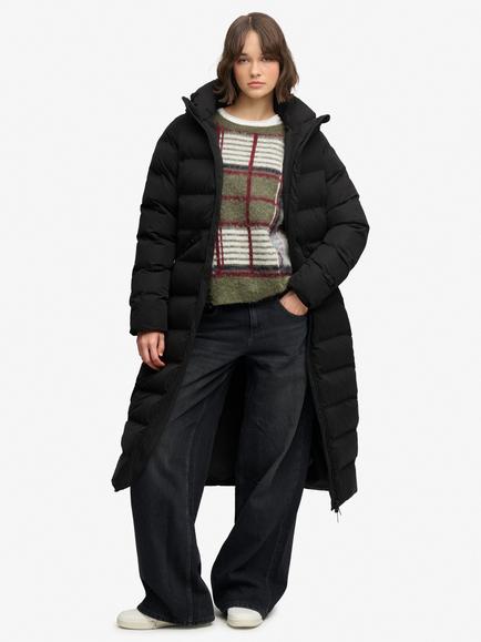 Superdry City Longline Microfibre Jacket, Black, Black